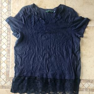 Black Lace Hem Women's Top